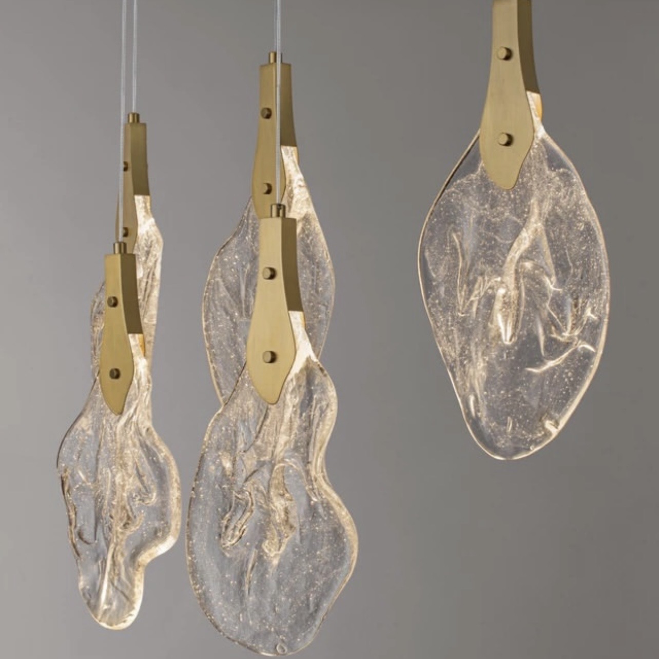 BELLINA gold and sculpted glass pendant lights
